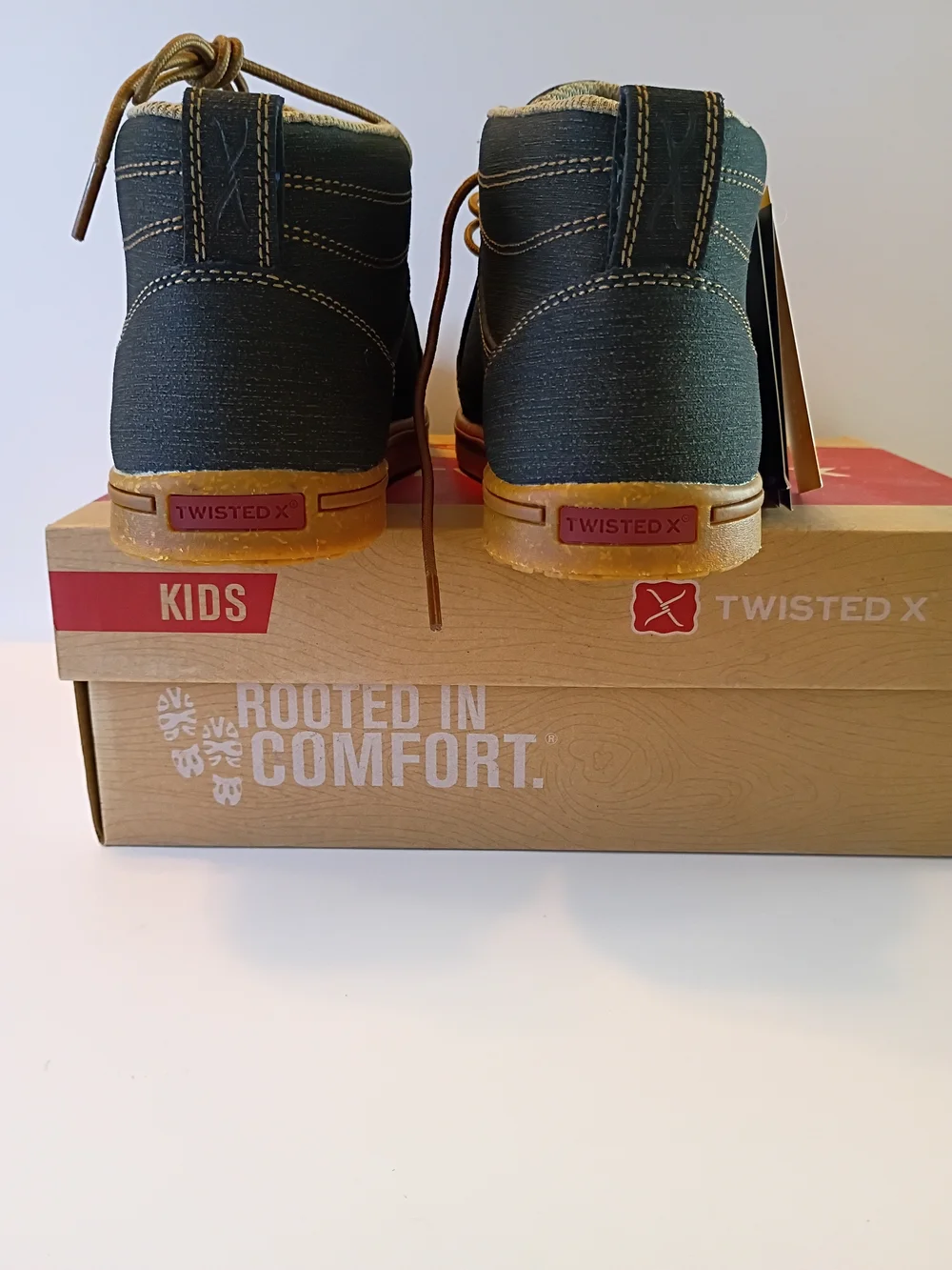 Twisted X Kids High-Top Sneakers in Dark Gray and Tan